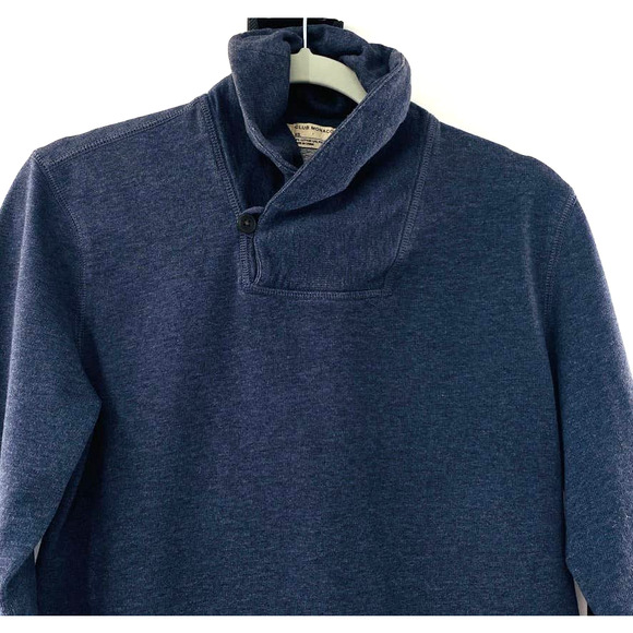 Club Monaco Cotton Shawl Collar Pullover Sweatshirt Sweater Heathered Navy XS - Picture 4 of 9